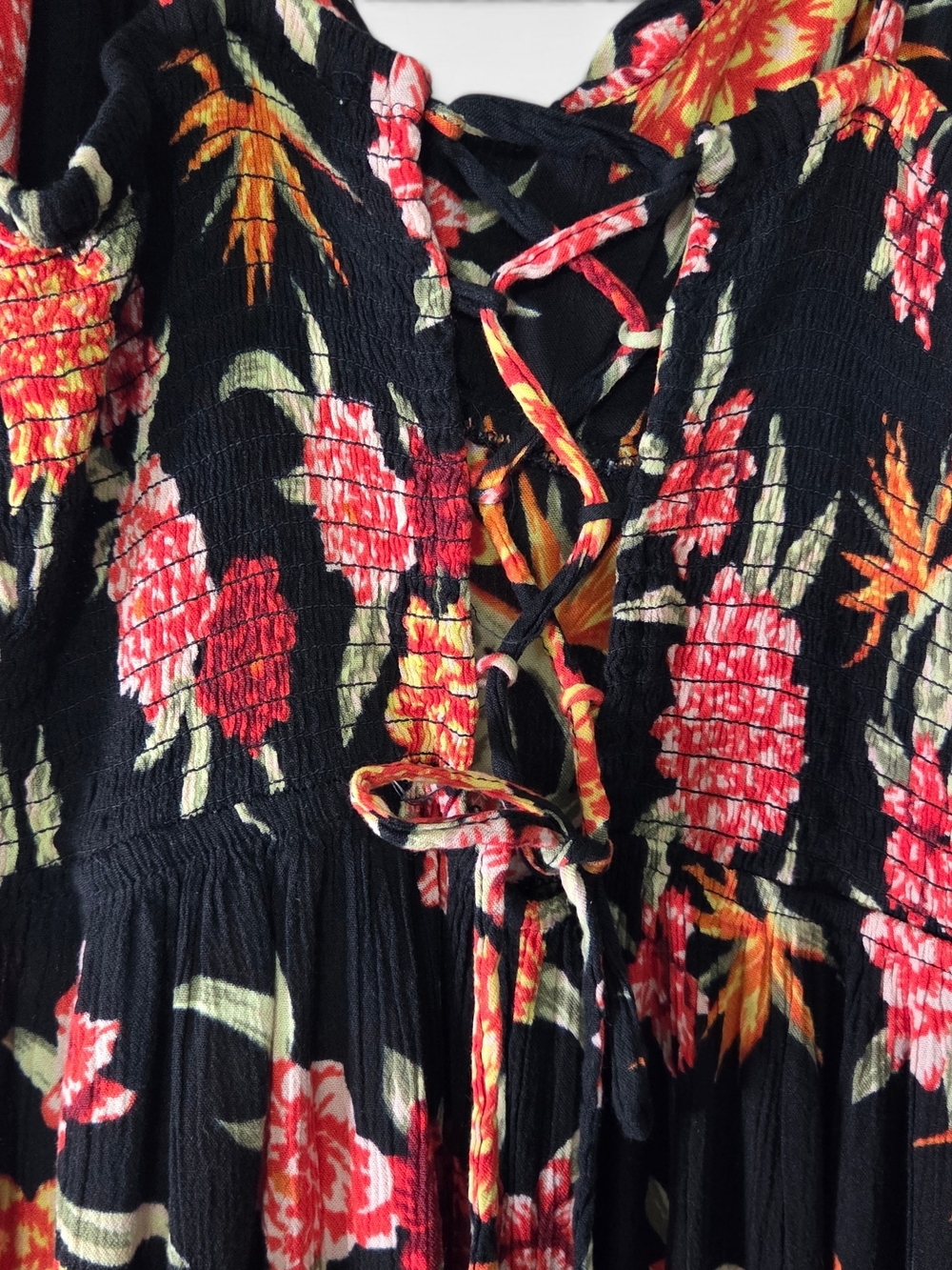 Derek Heart Tropical Floral Jumpsuit Black Orange Red Wide Leg Womans Small - Picture 8 of 10